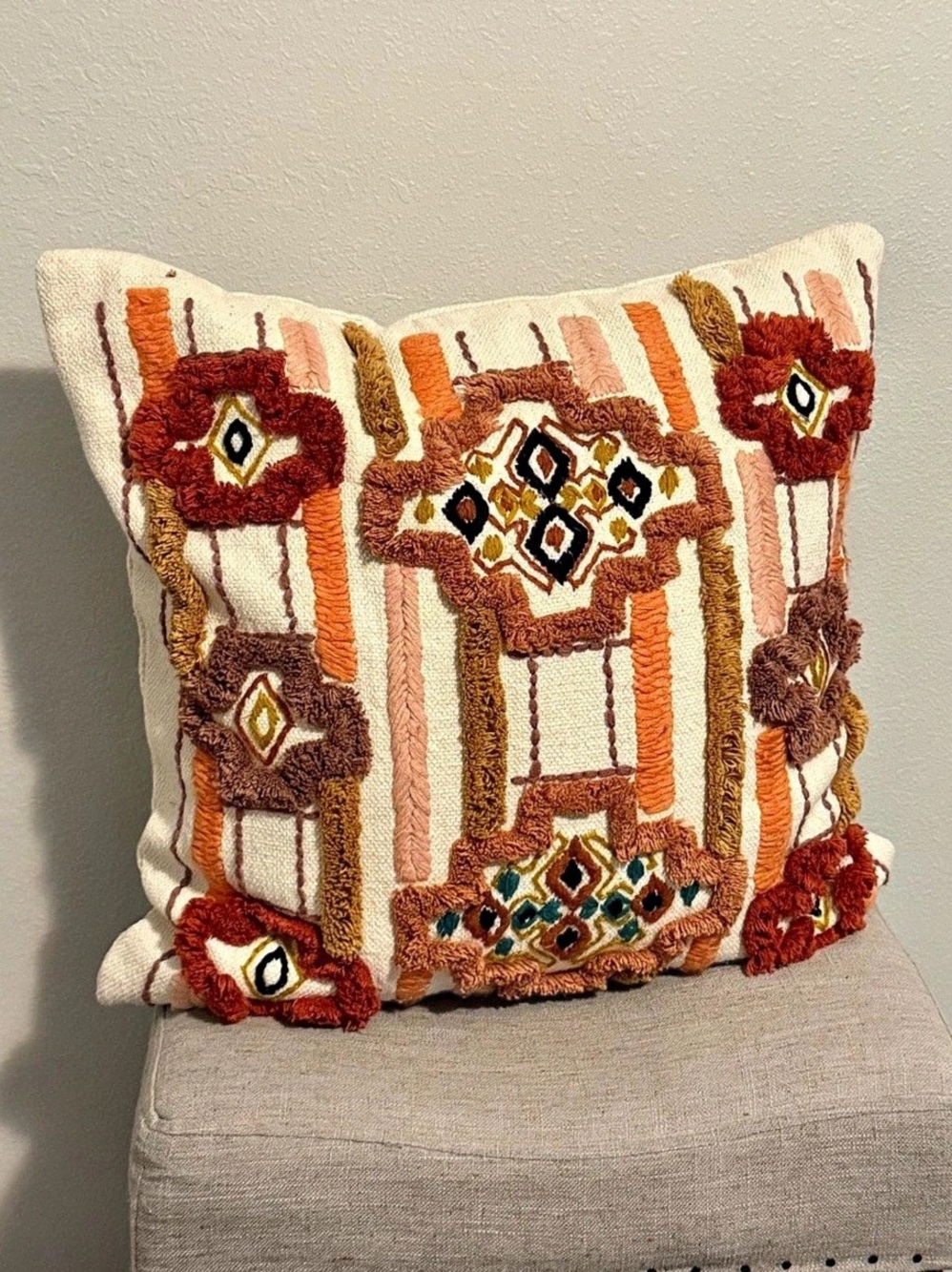 Noble Excellence 20 x 20 Boho Tufted Geometric Accent Pillow
